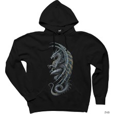 Z zepplin Kadim Ejderha Siyah Kapşonlu Sweatshirt Hoodie