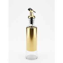 Str Store Lüks Gold Metal Korumalı Cam Yağlık ve Sirkelik - Damlatmaz Akıllı Akıtıcı Başlıklı Yağ Şişesi