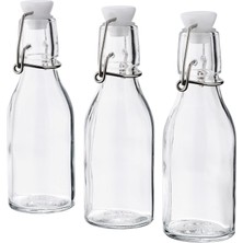 Str Store 3 Adet Cam-Vakumlu Su Şişesi 15 cl Sos-Yağ Şişesi