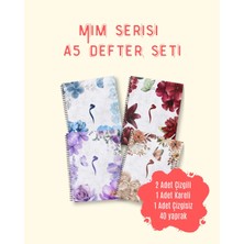 Eylül Medya Mim Serisi Çiçekli ve Hat Sanat Detaylı A5 Spiralli Defter Seti (4lü Karma Paket)