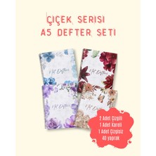 Eylül Medya Çiçek Serisi "not Defteri" Yazılı A5 Spiralli Defter Seti - 4lü Karma Düzen