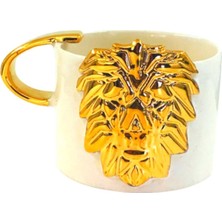 Str Store 24 Ayar Altın Işlemeli, Aslan KABARTMALI,%100 El Yapımı Mug, 220 ml