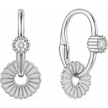 Afrodit Silver 925 Ayar Gümüş Zirkon Taşlı Çiçek Tasarımlı Kadın Göçmen Küpe – Pırpır Küpe