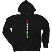 Z zepplin Motocycle Gears 1N23456 Siyah Fermuarlı Kapşonlu Sweatshirt