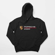Z zepplin Porsche Logo Motorsport Siyah Kapşonlu Sweatshirt Hoodie
