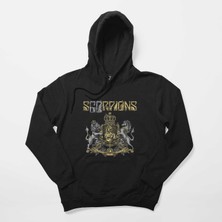 Z zepplin Scorpions Home Of Rock Siyah Kapşonlu Sweatshirt Hoodie