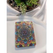 Rengarenk Mandala Desenli Işıltılı Dikdörtgen Cep Aynası (7x1 Cm)