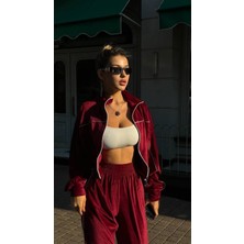 Kadın Biyeli Oversize Kadife Eşofman Takım