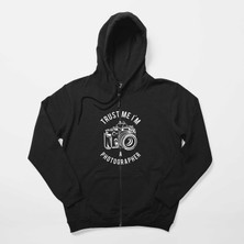 Z zepplin Photographer Siyah Fermuarlı Kapşonlu Sweatshirt