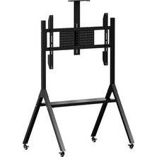 Dark VS01 55"-100" 100 KG Taşıma Kapasiteli Tekerlekli Mobil TV Standı – Kamera ve Ekipman Raflı (DK-AC-VS01)