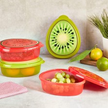 Str Store Renkli ve Şık Meyve Desenli Saklama Kabı, Dayanıklı ve Pratik Gıda Saklama Kabı (Kivi)