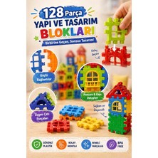Oyuncak Sahili 128 Parça Yapı Oyuncak Puzzle Büyük Boy Kırılmayan Parçalar Geçmeli Renkli Oyuncak Set Kargosuz