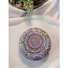Rengarenk Mandala Desenli Işıltılı Yuvarlak Cep Aynası