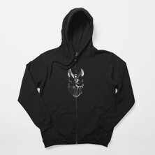 Z zepplin Slaughter To Prevail Silvermask Siyah Fermuarlı Kapşonlu Sweatshirt