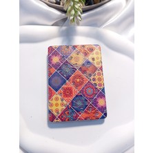 Etnik Desenli Işıltılı Dikdörtgen Cep Aynası (7x1 Cm)