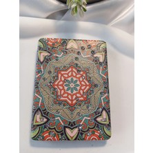 Yeşil ve Turuncu Tonlarında Mandala Desenli Işıltılı Dikdörtgen Cep Aynası (7x1 Cm)