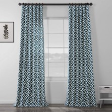 Str Store Oda Dekorasyonları Için Baskılı Pamuklu Perdeler 50 x 108 (1 Panel), PRCT-D07D-108, Martinik Mavisi