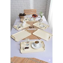 Str Store Şura Mutfak Akrilik Kahve Sunum Tepsisi, Krem, 25X17 Cm, 6'lı Set