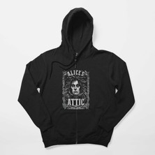 Z zepplin Alice Cooper Alice's Attic Siyah Fermuarlı Kapşonlu Sweatshirt