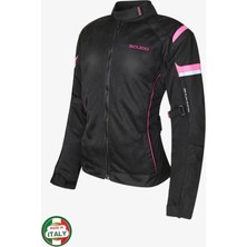 Scudo Lisbon 4 Mevsim Kadın Motosiklet Montu Siyah/pembe