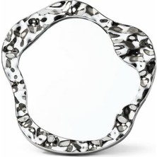 Str Store Ayn-19 Asimetrik Dalgalı Tasarımlı Masaüstü Makyaj Aynası, Parlak Gümüş Renk, 21X21.5 cm