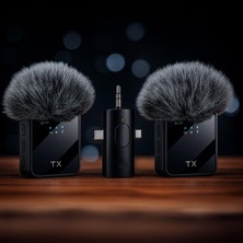 Str Store Torima F11-2 Type-C + Lightning + Aux 2li 3in1 Kablosuz Yaka Mikrofonu