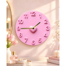 AA Shop Kalp Sevgili Renkli Baskı Desenli Sayılı Hediyelik Ahşap Sessiz Tablo Duvar Saati 654