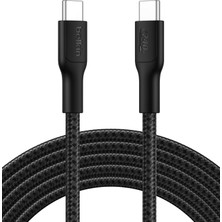 Str Store Eco Örgülü Usb-C - Usb-C Kablosu, 3 M, 240 W, Yumuşak, Esnek Hızlı Şarj Kablosu, iPhone 16, Galaxy S25, Pixel 9, Macbook, iPad Pro ve Daha Fazlası Için Tip-C Şarj Kablosu - Siyah (Usb 2.0)