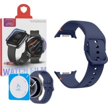 Str Store Samsung Galaxy Watch 8 / Watch 8 Classic (40MM/44MM/46MM) Uyumlu Premium Yumuşak Silikon Spor Kordon + Kolay Uygulama Aparatlı 9h Tempered Glass Ekran Koruyucu Seti