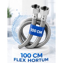 Cina Max 100 cm Paslanmaz Çelik Örgülü Flex Hortum 3/8'x3/8' - Klozet ve Taharet Musluğu Için Dayanıklı Bağlantı Hortumu