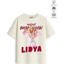 Belya Kids Wear Kız Çocuk Oversize Kalıp Pamuklu Mani Lidya TASARIM11 Tişört