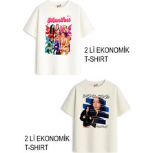 Belya Kids Wear Kız Çocuk 5 Manifest Tasarım 2 Li Ekonomik Paket T-Shirtler