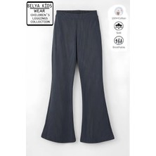 Belya Kids Wear  Pamuğa Pamuk Fitilli Füme Renktam Kalıp Kız Çocuk Ispanyol Paça Tayt