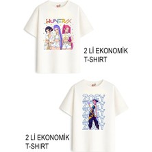 Belya Kids Wear Kız Çocuk 10 Hunters Huntrix Tasarım 2 Li Ekonomik Paket T-Shirtler