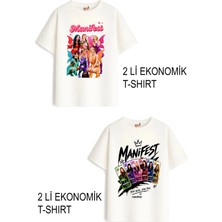 Belya Kids Wear Kız Çocuk 3 Manifest Tasarım 2 Li Ekonomik Paket T-Shirtler