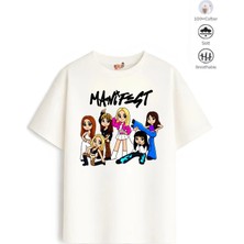Belya Kids Wear Kız Çocuk Oversize Kalıp Belya Kids Tasarım Karikatür Manifest 46 Tişört