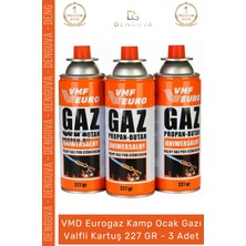 Denguva #kampocağıpürmüz Uyumlu Propan Bütan Vmf Eurogaz Kamp Ocak Gazı Valfli Kartuş 227GR 3 Adet