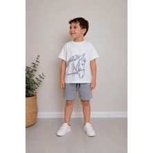 Belya Kids Wear Erkek Çocuk Oversize Tişört Alt 2 Iplik Şort Premium Kalite Belya Kids At Tasarım Alt Üst Takım