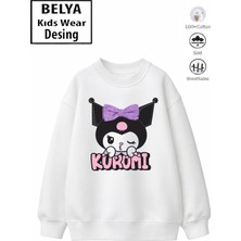 Belya Kids Wear Trend Çocuk Kız Model Tam Kalıp Oversize Kuromi Tasarım 2 Iplik Pamuğa Pamuk Kumaş Sweatshirt 14