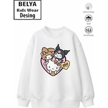 Belya Kids Wear Trend Çocuk Kız Model Tam Kalıp Oversize Leopar 3'lü Tasarım 2 Iplik Pamuğa Pamuk Kumaş Sweatshirt 15