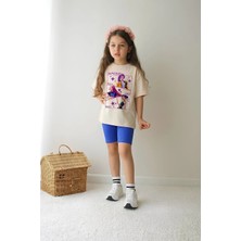 Belya Kids Wear Kız Çocuk Tam Kalıp Üst Oversize Altı Taytlı Hun TASARIM70 Alt Üst Takım