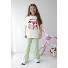 Belya Kids Wear Kız Çocuk Tam Kalıp Üst Oversize Altı Taytlı Hun TASARIM32 Alt Üst Takım