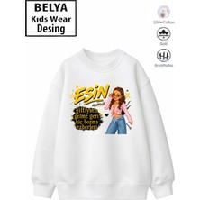 Belya Kids Wear Trend Çocuk Kız Model Tam Kalıp Oversize Manifest Esin Tasarım 2 Iplik Pamuğa Pamuk Kumaş Sweatshirt 77