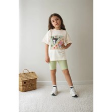 Belya Kids Wear Kız Çocuk Tam Kalıp Üst Oversize Altı Taytlı Kur Melodi TASARIM59 Alt Üst Takım