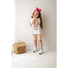 Belya Kids Wear Kız Çocuk Tam Kalıp Üst Oversize Altı Taytlı Bara TASARIM86 Alt Üst Takım