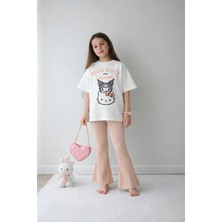 Belya Kids Wear Kız Çocuk Tam Kalıp Üst Oversize Alt Taytlı Hello Tasarım6 Alt Üst Takım