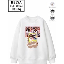 Belya Kids Wear Trend Çocuk Kız Model Tam Kalıp Oversize Manifest Tasarım 2 Iplik Pamuğa Pamuk Kumaş Sweatshirt 74