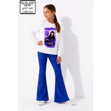 Belya Kids Wear Kız Çocuk Tam Kalıp Üst Oversize Alt Taytlı Hilal Tasarım 233 Alt Üst Takım