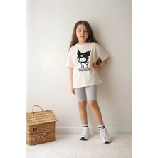 Belya Kids Wear Kız Çocuk Tam Kalıp Üst Oversize Altı Taytlı Kur TASARIM97 Alt Üst Takım