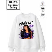 Belya Kids Wear Trend Çocuk Kız Model Tam Kalıp Oversize Manifest  Hilal Tasarım 2 Iplik Pamuğa Pamuk Kumaş Sweatshirt 107